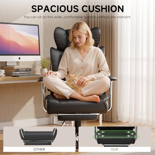 COMHOMA Big and Tall Office Chair, High Back Leather Gaming Chair with Footrest, Executive Ergonomic Office Chair with Poc...