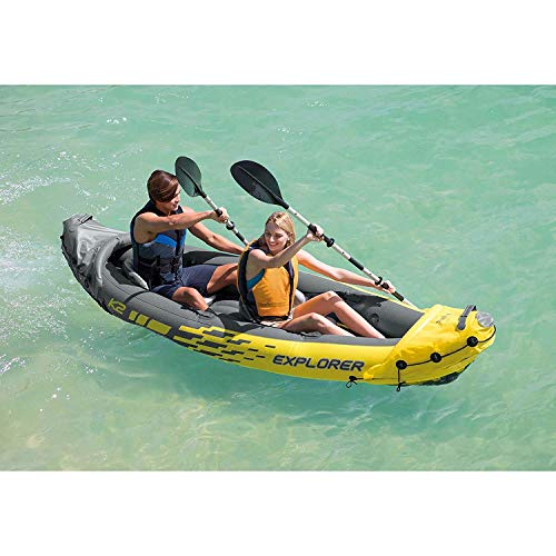 Intex Explorer K2 2-Person Inflatable Kayak with 2 Aluminum Oars and Pump and Challenger K1 1-Person Inflatable Kayak with...