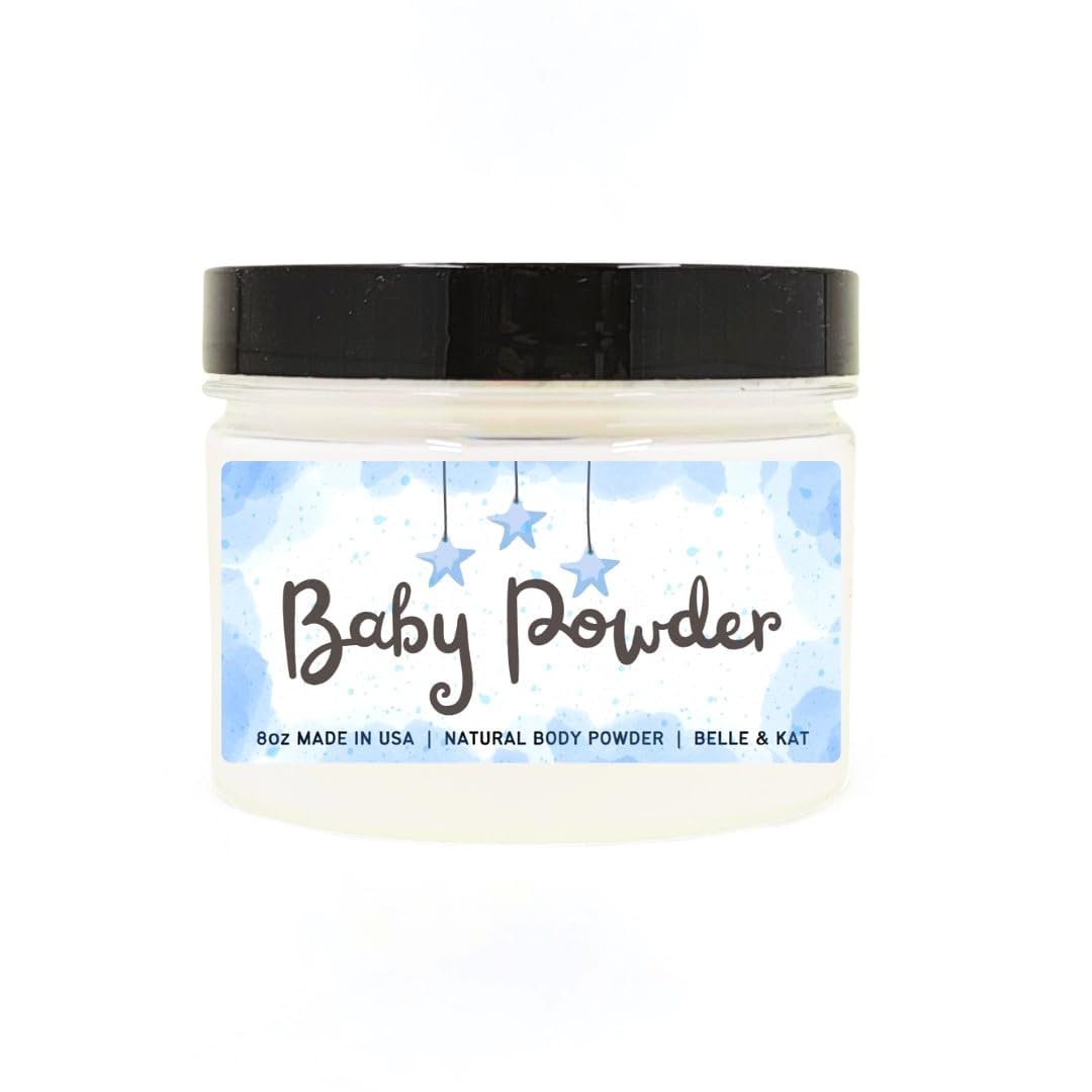 Body Powder for Women & Men Scented Baby Powder (classic powder fresh scent), Bath Perfume Dusting Powder with Fragrance & Essential Oils, Talc Free 8oz Container, Made in USA