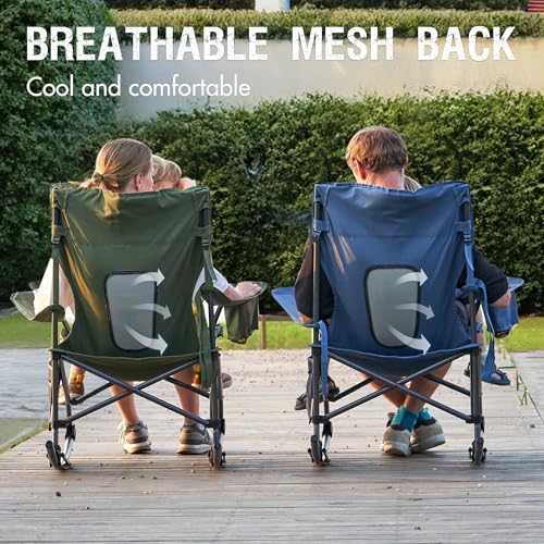 Portal Outdoor Rocking Chair Camping Folding Portable Rocker with Cup Holder Side Pocket Carry Bag, Support 350LBS (Mesh B...