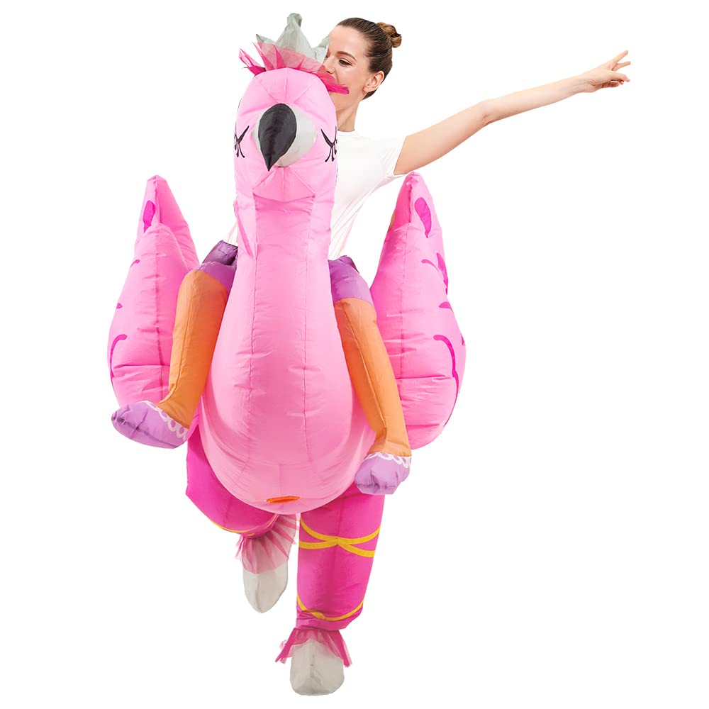 KOOY Inflatable Flamingo Costume Adult, Inflatable Costumes Women Men, Pink Flamingo Funny Suit Blow Up Costume for Adults, Party Halloween Costumes