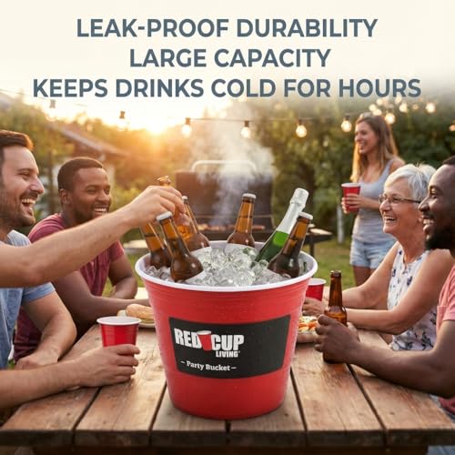 Large Party Ice & Beverage Tub, Durable Plastic Drink Cooler for Parties, Bar & Kitchen, for Holiday, Wine Chiller, Beer &...