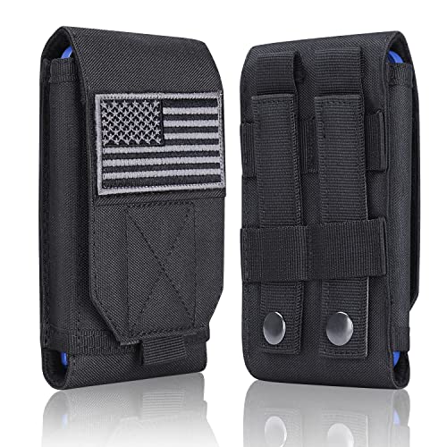Heyqie Black Tactical Molle Cellphone Pouch Case,Heavy Duty Waterproof Phone Holster Bag for iPhone 14 15 16 Pro Max for S...