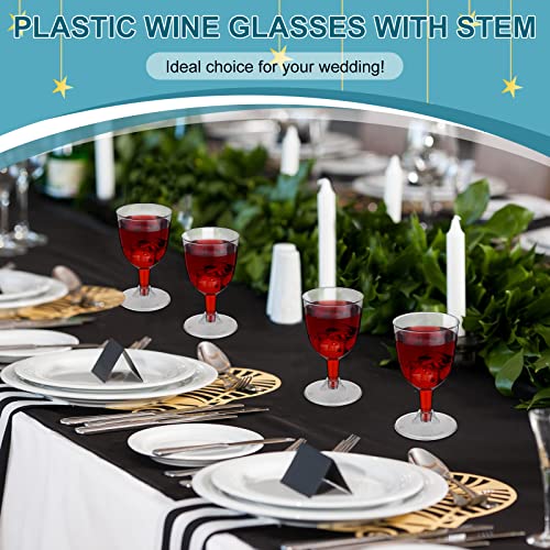 Didaey 48 Pcs Disposable Plastic Wine Glasses 6 oz Party Wine Cups Hard Plastic Drinking Glasses with Stem Stackable Stemm...