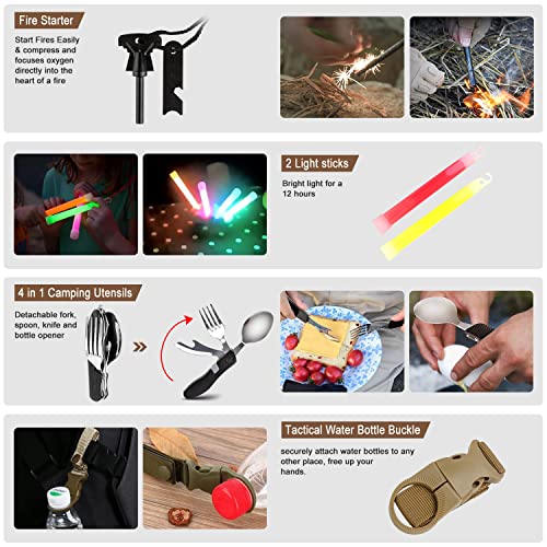 238Pcs Emergency Survival Kit and First Aid Kit, Professional Survival Gear Tool with Tactical Molle Pouch and Emergency T...