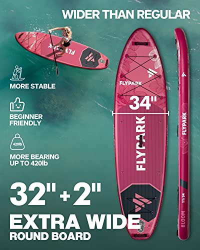 Flypark Couple Bundles｜11'x34''x6'' Extra Wide Inflatable Stand Up Paddle Boards, All Accessories+2, 116L Backpack, Should...