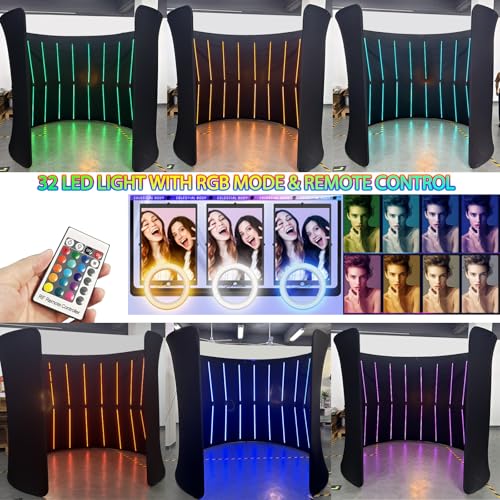 ROOMEDAL 360 Photo Booth Backdrop Background for Christmas Party, Customized Logo,32PCS RGB RGB LED Light 360 Camera Photo...