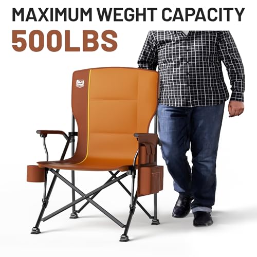 TIMBER RIDGE Oversized Folding Camping Chair High Back Heavy Duty for Adults Support up to 500lbs with Cup Holder, Side Po...