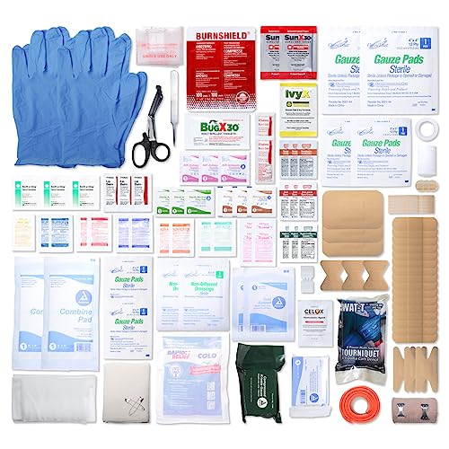 MFASCO First Aid Kit Waterproof Rugged Resin Case for Outdoor Sporting Activities Home Organized Treatment Packs 111 Piece...