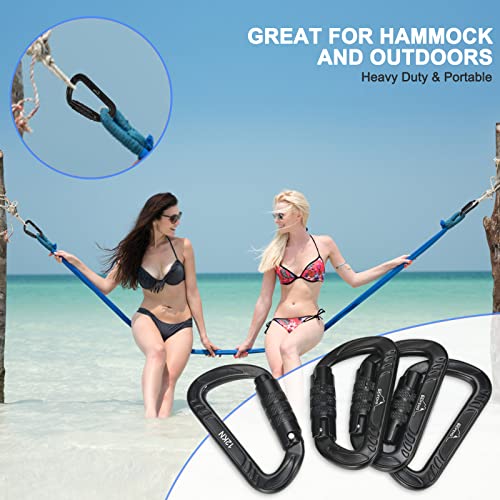 BEIFENG Heavy Duty Lightweight Locking Carabiner Clips D Ring for Camping Hiking Outdoor Gym etc, Carabiner with Lock Smal...