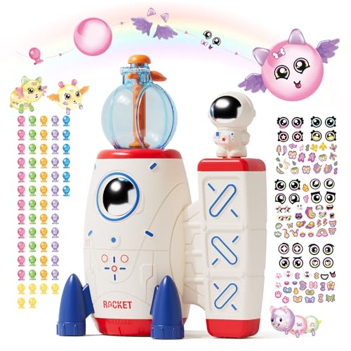 PINSHILE DIY Space Magic Balloon Craft Kit, Sticker Decorated Balloons Toy for Kids, Rocket Air Pump Fun with Balloon Mons...