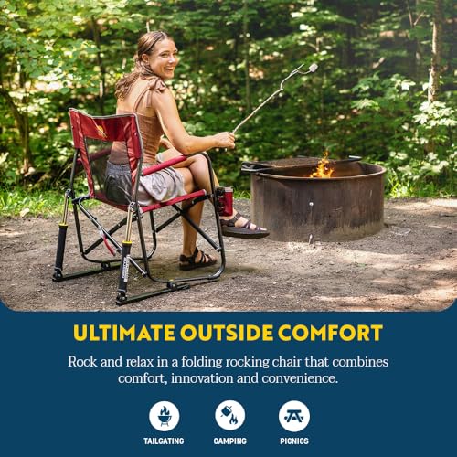 GCI Outdoor Freestyle Rocker Camping Chair | Portable Folding Rocking Chair with Solid, Durable Armrests, Drink Holder & C...