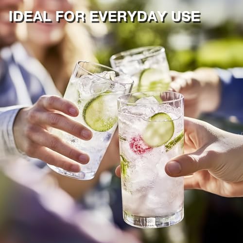 Plastic Drinking Glasses Set of 8, 14oz Rocks & 20oz Water Cups, Unbreakable Plastic Glasses Drinkware, Clear Kitchen Tumb...