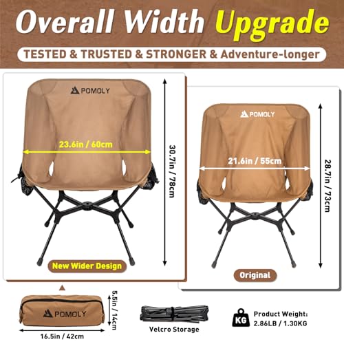 POMOLY Ultralight Camping Chair Folding Backpacking Chair, MOK Lightweight Folding Hiking Chair with Side Mesh Pockets, Co...
