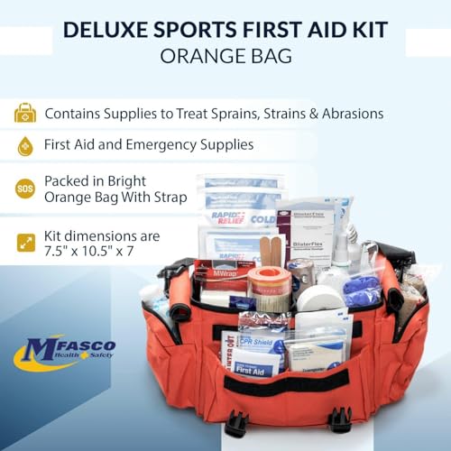 MFASCO Deluxe Trainers Sports First Aid Kit – 311-Piece Emergency Sports Kit – Athletic Medical Kit for Coaches, Soccer, F...