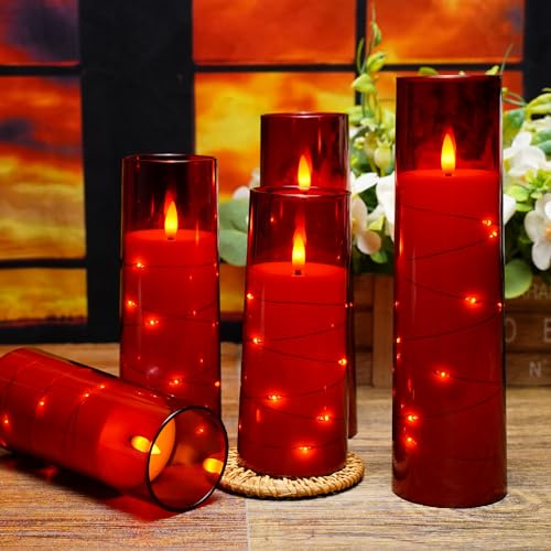 kakoya Flameless LED Candles with Timer 5 Pc Flickering Flameless Candles for Romantic Ambiance and Home Decoration Stable...