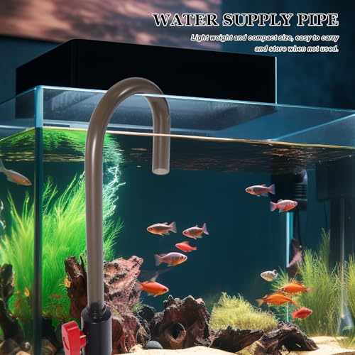 POPETPOP 2 Pcs Hanging Aquarium Hook Water Changer Tool - Bent Wall Mounted Fish Tank Water Changer with Flow Switch, Aqua...