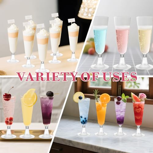 YUAN PLAN Plastic Champagne Flutes 100 Pack, 5.5OZ Disposable Champagne Glasses Clear Plastic Toasting Glasses for Weddin...