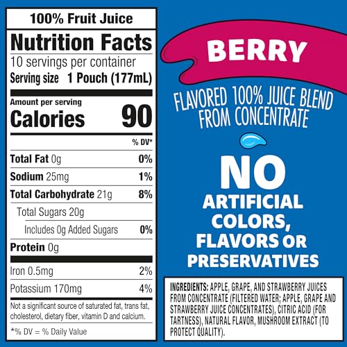 Capri Sun 100% Berry Juice Ready-to-Drink Juice (10 Pouches)