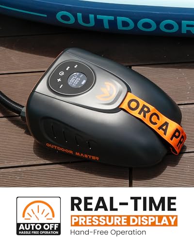 OutdoorMaster 25PSI High Pressure 74Wh Rechargeable SUP Air Pump Electric ORCA PRO - Auto-Off & Deflation Function, Batter...