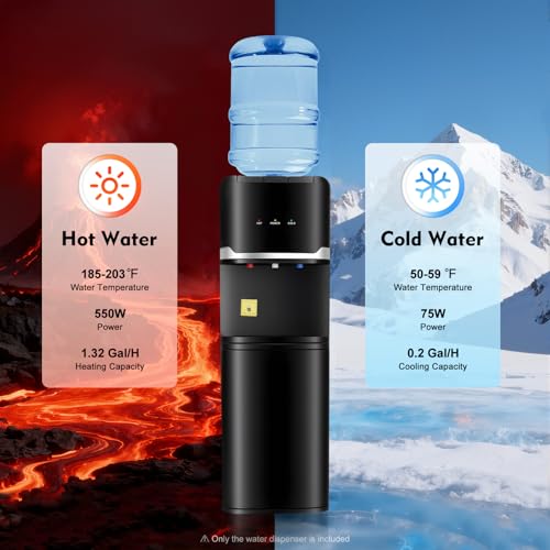5 Gallon Top Loading Water Cooler Dispenser Hot and Cold Water Cooler Drink Dispenser 3 Temperature Settings 110V Beverage...