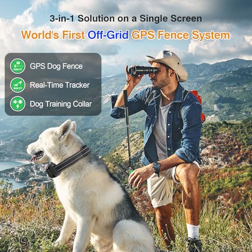 Easehope 3-in-1 Wireless GPS Dog Fence (Industry-First Off-Grid System): No Subscription, No App, Real-Time Tracker, Train...
