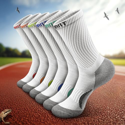 Men Socks, Athletic Crew Socks Compression for Men Sports Running Cushioned Footbed Arch Support