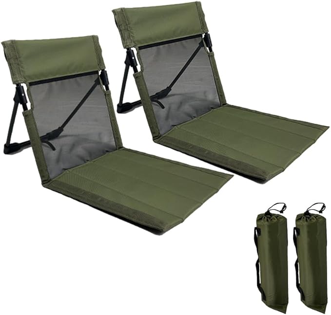 2 Pack Foldable Camping Chairs with Mesh Backrest,Ultra-Light Portable Beach Chairs with Carry Bag for Sunbathing Swimming...