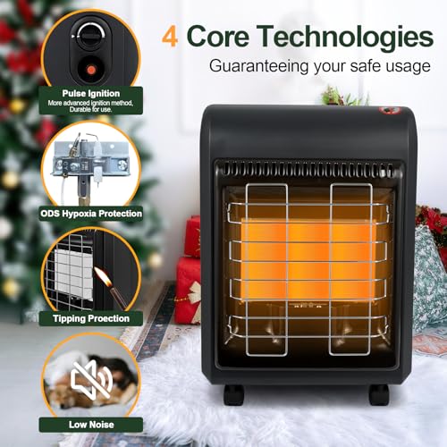 OKF Propane Heater, 6000 to 18000 BTU 3 Modes Indoor Propane Heater with ODS & Tip-over Protection, Outdoor Heaters with G...