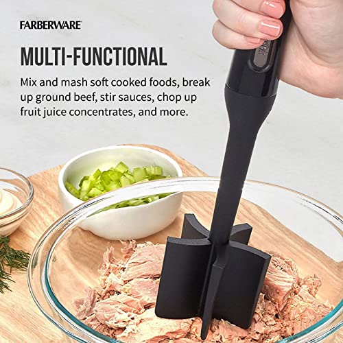 FARBERWARE Nylon Meat and Potato Masher – 5-Blade Ground Meat Chopper, Heat-Resistant to 450°F, Safe for Nonstick Cookwar...