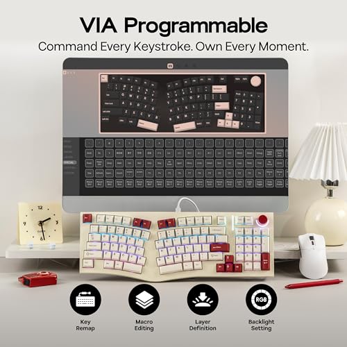 MechLands Feker Alice98 Ergonomic 98 Keys Custom Mechanical Keyboard, VIA Programmable, USB-C Wired Gaming Keyboard, Hot S...