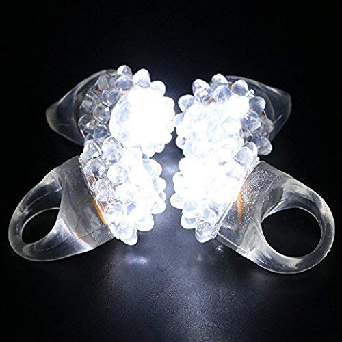 C&H Solutions Shining White Clear LED Flashing Jelly Bumpy Finger Rings (48 Ct)