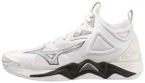 Mizuno Wave Momentum 3 Mid Unisex Volleyball Shoe, White-Black, 17 Narrow US Men