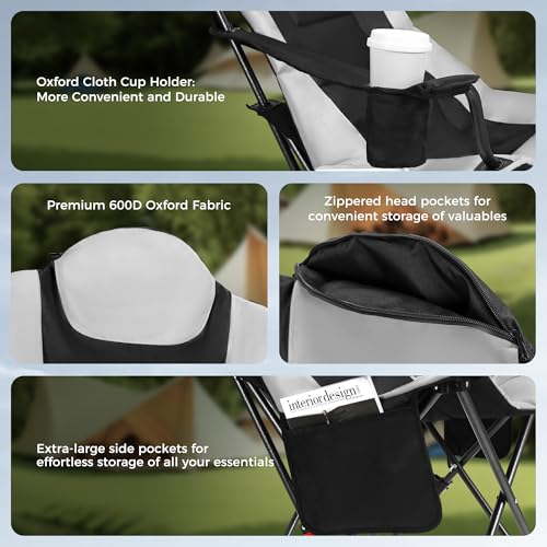 OUTSIDER Heated Camping Chair Heavy Duty 3-Position Folding Camp Chair with 3 Heat Levels, Cup Holder & Side Storage - Out...