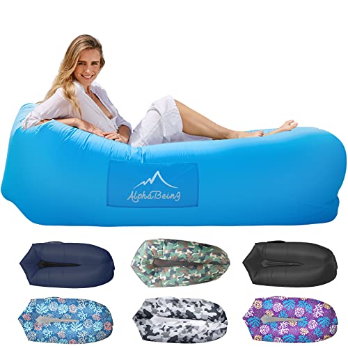 AlphaBeing Inflatable Lounger Air Sofa, Portable Inflatable Couch Mesh Hollow Air Hammock Anti Leakage Air Chair for Outdo...