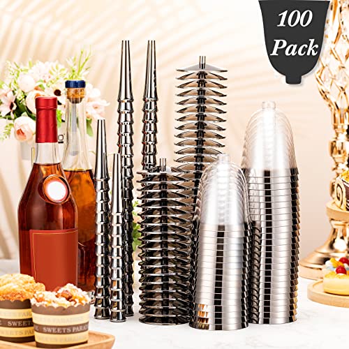 Yoande 100 Pack Rimmed Disposable Plastic Wine Glasses Bulk 8 Oz Elegant Fancy Wine Cups Stemmed Wine Glasses Clear Cockta...
