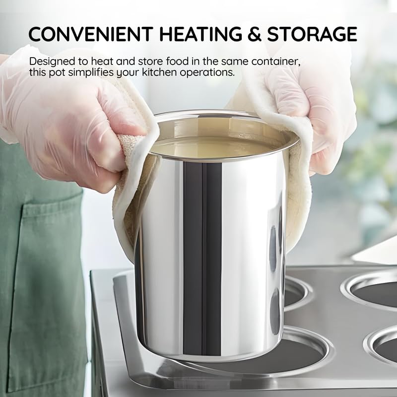 OCS Parts 2 Quart Bain Marie Pot with Lid Set | 6-3/4" x 4-3/8" Stainless Steel Pot for Warm or Cold Food, Home Kitchens, Stovetop, Steam Tables, Catered Events, Soup Warmers or Buffet and Salad Bars