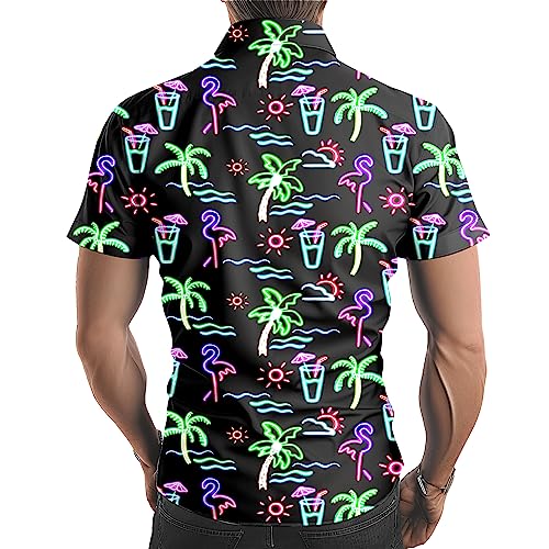 Stazary Neon Shirts for Men Button Up Shirts,Mens Neon Shirt Hawaiian Shirt for Men,Mens Beach Shirts Neon Clothes