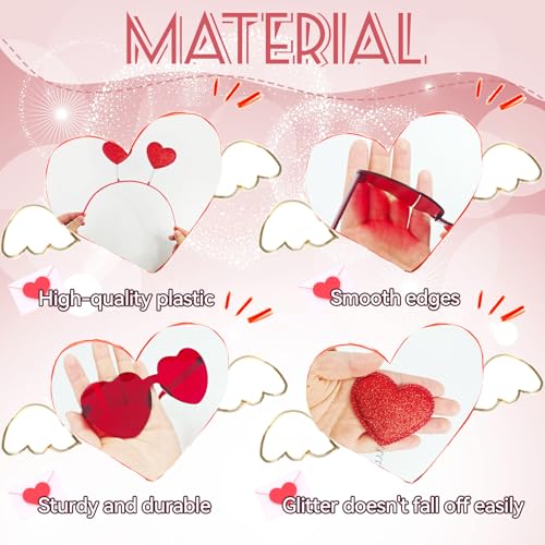 Zddaoole 24 Pcs Valentine's Day Heart Headband and Heart Shape Sunglasses,Red Romantic Head Bopper,Valentines Photo Prop H...