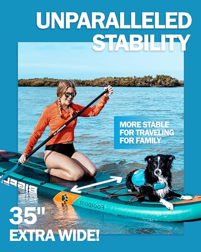 Bigfly 11'6×35" Super Wide Inflatable Stand Up Paddle Board, Ultra Stable Wide SUP for 2+1 People/Family/Big Size, 100L Ba...
