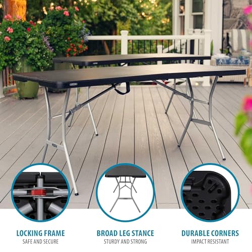 LIFETIME 6-Foot Fold in Half Table, Light Commercial, Black