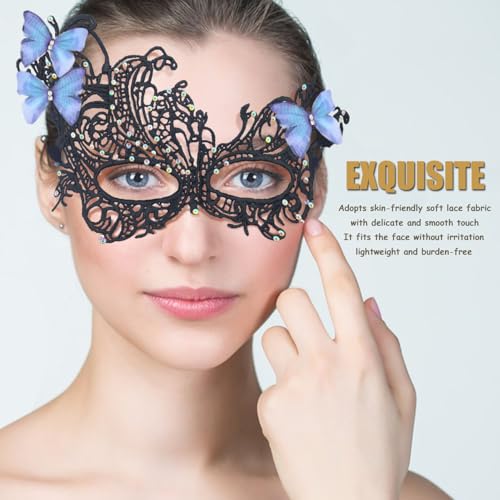 Masquerade Masks for Women with Butterfly Venetian Halloween Lace Mask for Carnival Party Prom Ball
