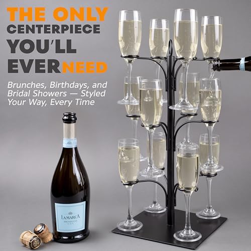 Ksestor Drink Stand - Holds 12 Glasses – Cocktail Tree Stand Tower- Mimosa Bar Display for Parties - Wine Glass Holder