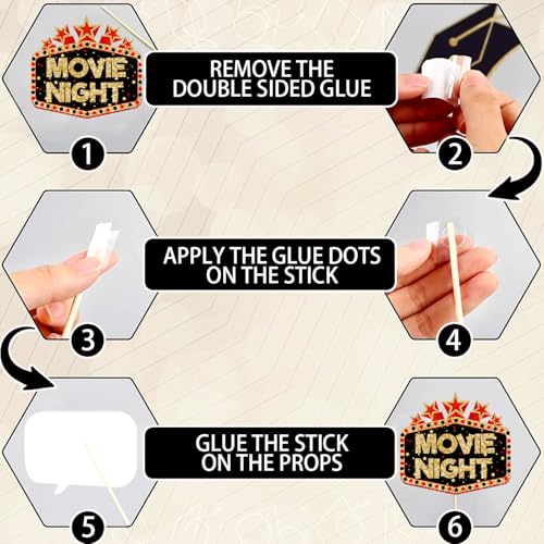 Movie Night Supplies Photo Booth Props Hollywood Photobooth Props for Movie Theater Themed Red Carpet Birthday Party Favor...