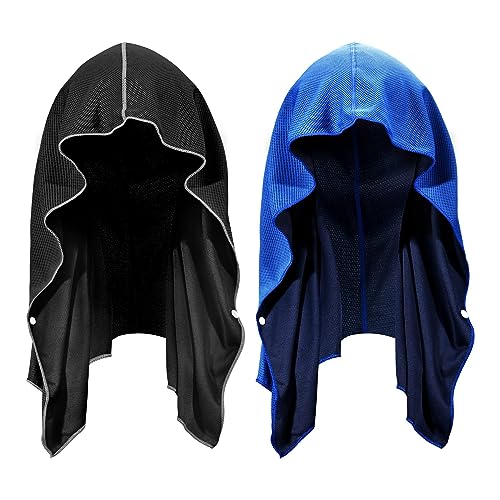 HoneyHu Artic Cool Towel 2-Pack | UPF 50+ Cooling Hoodie Towel, Instant Chill for 2 Hours | Reusable Sun Protection for Me...