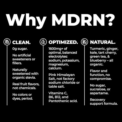 MDRN Hydration Electrolyte Mix | 1600mg+ Electrolytes w/Pink Himalayan Salt | No Sugar Added (20ct, Tangerine)