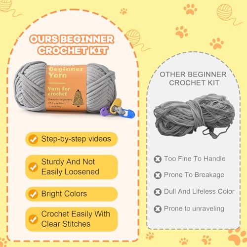 Zepiany Crochet Kit for Beginners, Crochet Cat Beginner Crochet Kit for Adults, Amigurumi Crochet Animals Cat Crafts Croch...