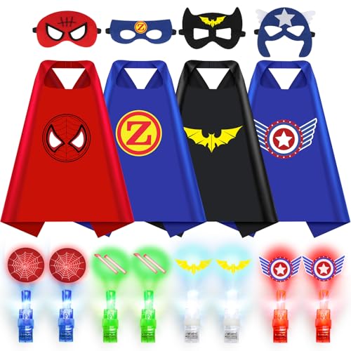 KUBUSFLY Superhero Capes for Kids, Halloween Costumes for Boys with Masks Dress Up Set for Cosplay Party Halloween Christm...