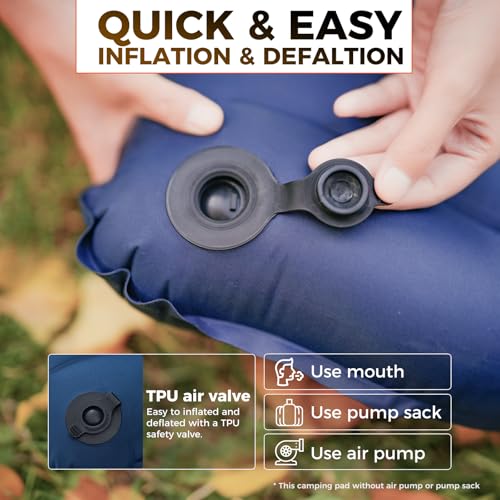 KingCamp Sleeping Pad for Camping, Ultralight Connectable Inflatable Sleeping Pad Camping Mattress with 6.3" Built-in Pill...