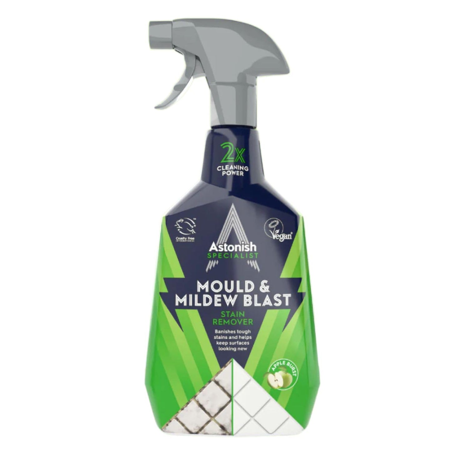 Astonish Apple Burst Household Cleaner - Shower Curtain, Shower Door, Bathroom Tiles - Hard Water Stains, Rust & Calcium Bathroom Cleaner - No Scrub, Cruelty Free Cleaning Supplies, 750ml Bottle
